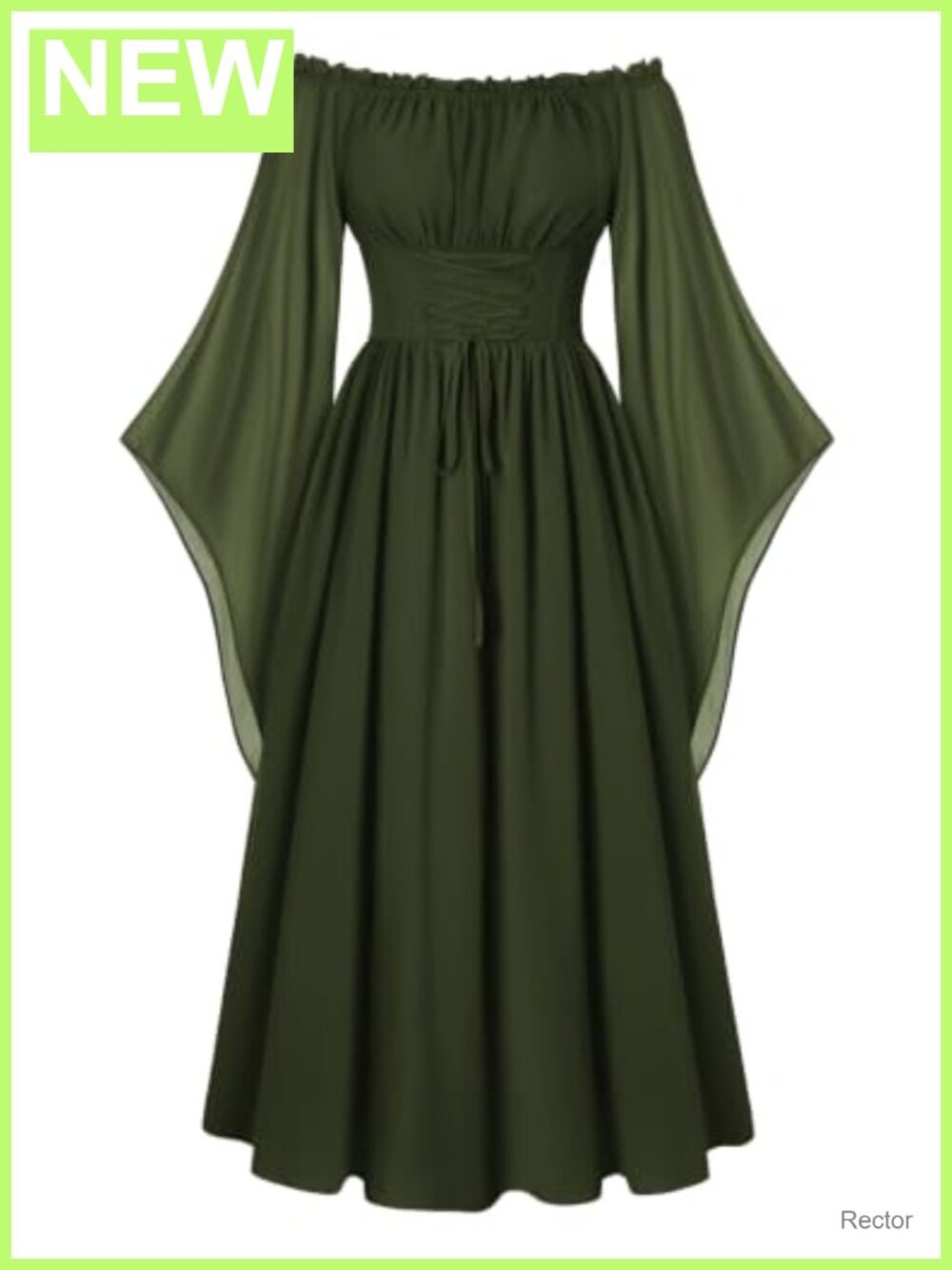 Renaissance Costume Women Off Shoulder Fairy Dress Bell Sleeve Maxi